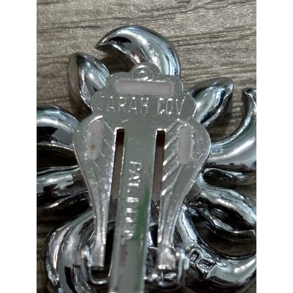 Vintage Sarah Coventry Mountain Flower 7210 Clip-on Earrings AB Crystals 1960's - Picture 6 of 6